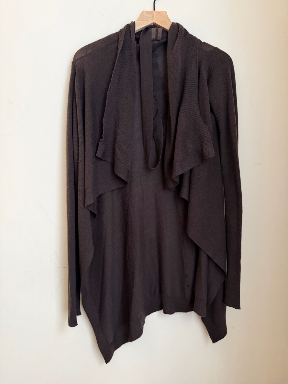 Rick Owens STAG FW 2008 Women’s Dark Brown Open-Front Draped Cardigan Sweater